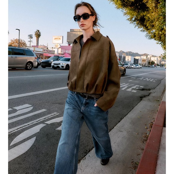 Zara Jackets & Blazers - NWT  Zara  suede pleat bomber jacket